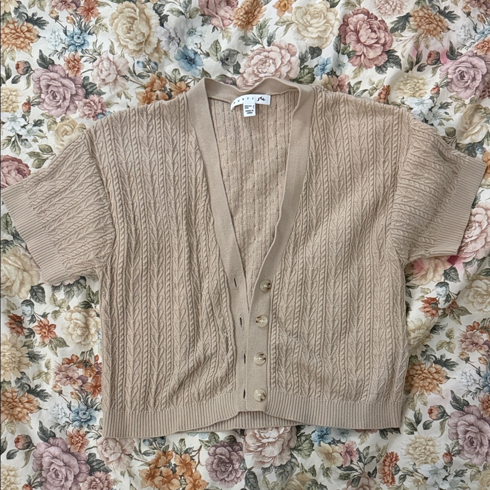 Forever 21 Tan Short Sleeve Cardigan